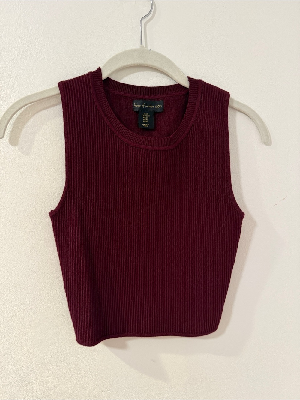 House of Harlow 1960 Ribbed Sleeveless Crop Tank - Wine